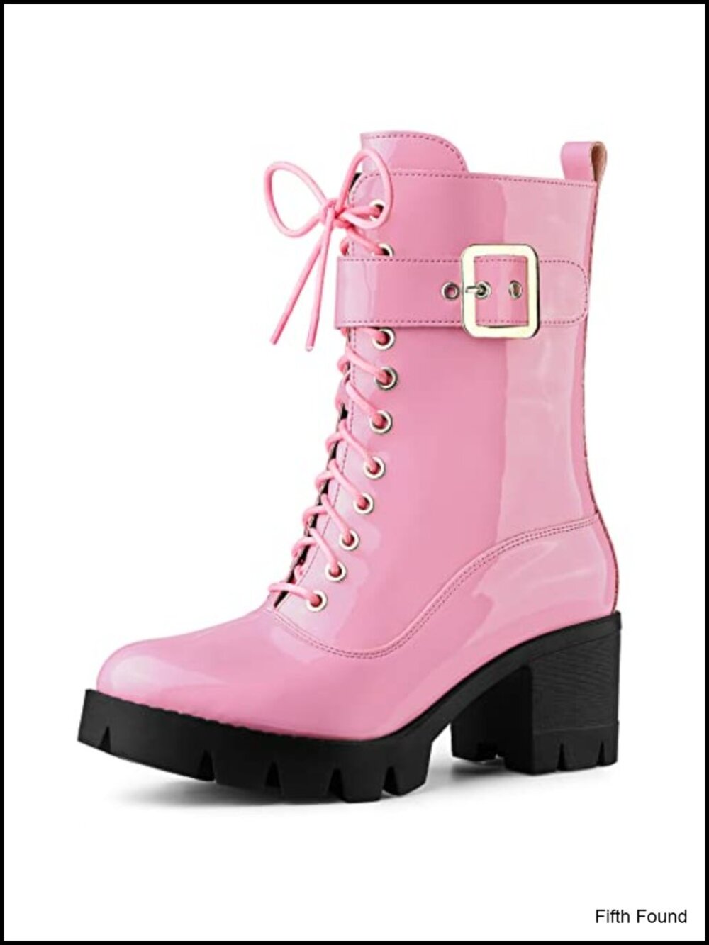 Allegra K Women's Zip Platform Chunky Heel Combat Boots